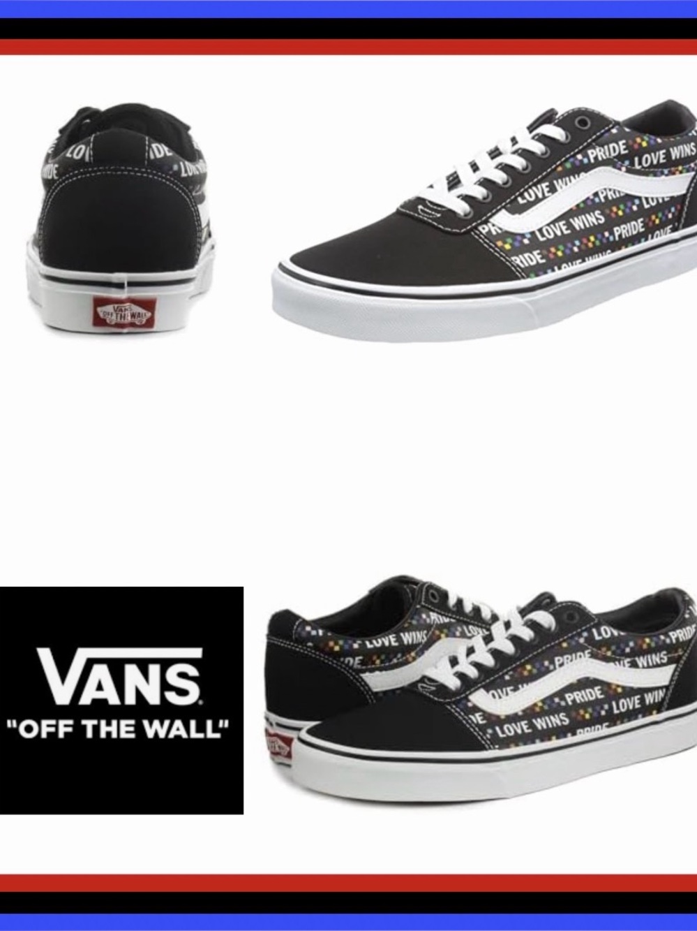 Vans Black 'Love Wins' Pride Low-Top Sneakers with Rainbow Dots
